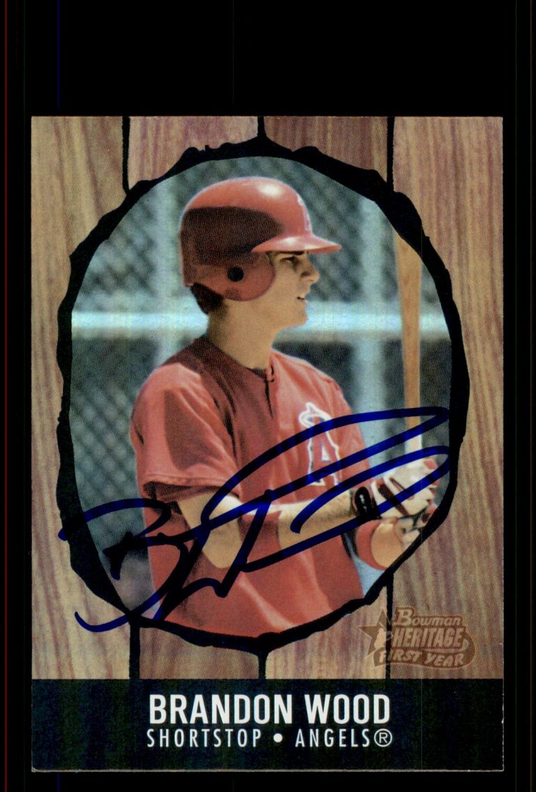 Signed Baseball Card Auto Brandon Wood 2003 Bowman Heritage #252 Rainbow