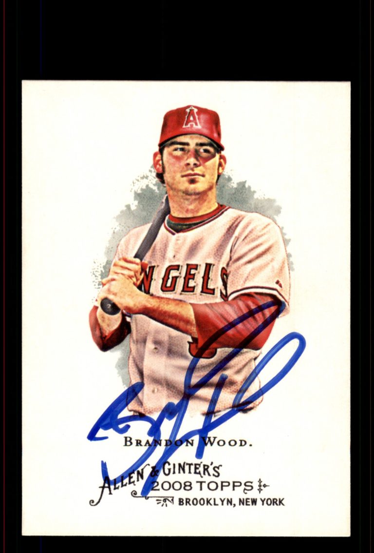 Signed Baseball Card Auto Brandon Wood 2008 Topps Allen & Ginter #312 Angels