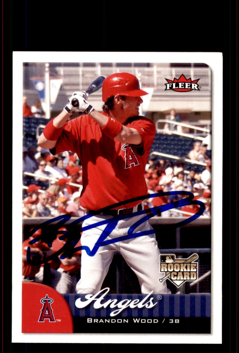 Signed Baseball Card Auto Brandon Wood 2007 Fleer #416 Los Angeles Angels