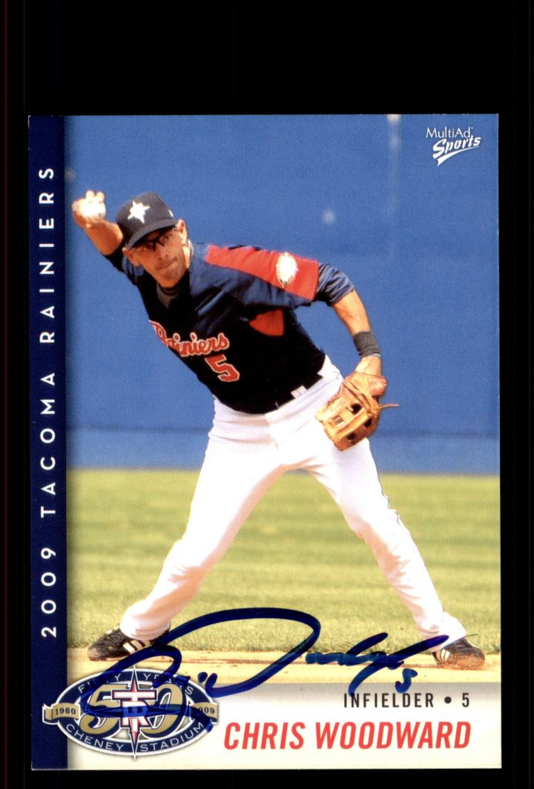 Signed Baseball Card Auto Chris Woodward 2009 MultiAd Tacoma Rainiers