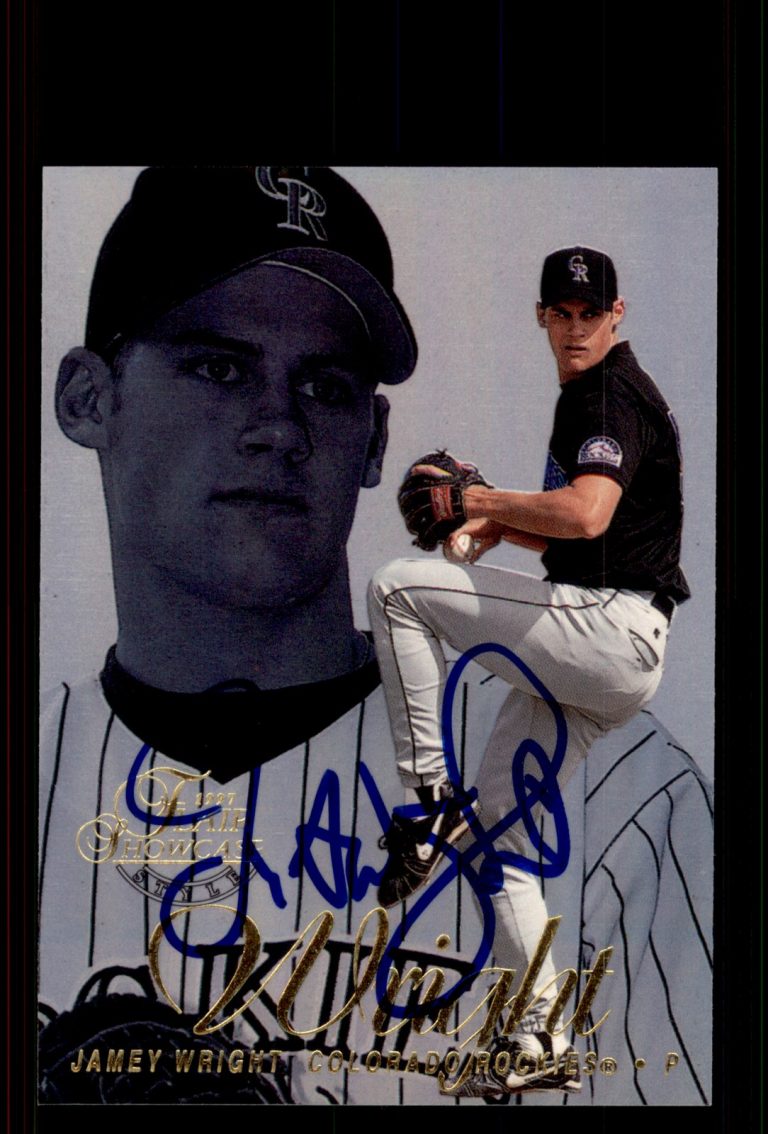 Signed Baseball Card Auto Jamey Wright 1997 Flair Showcase #49 Colorado Rockies
