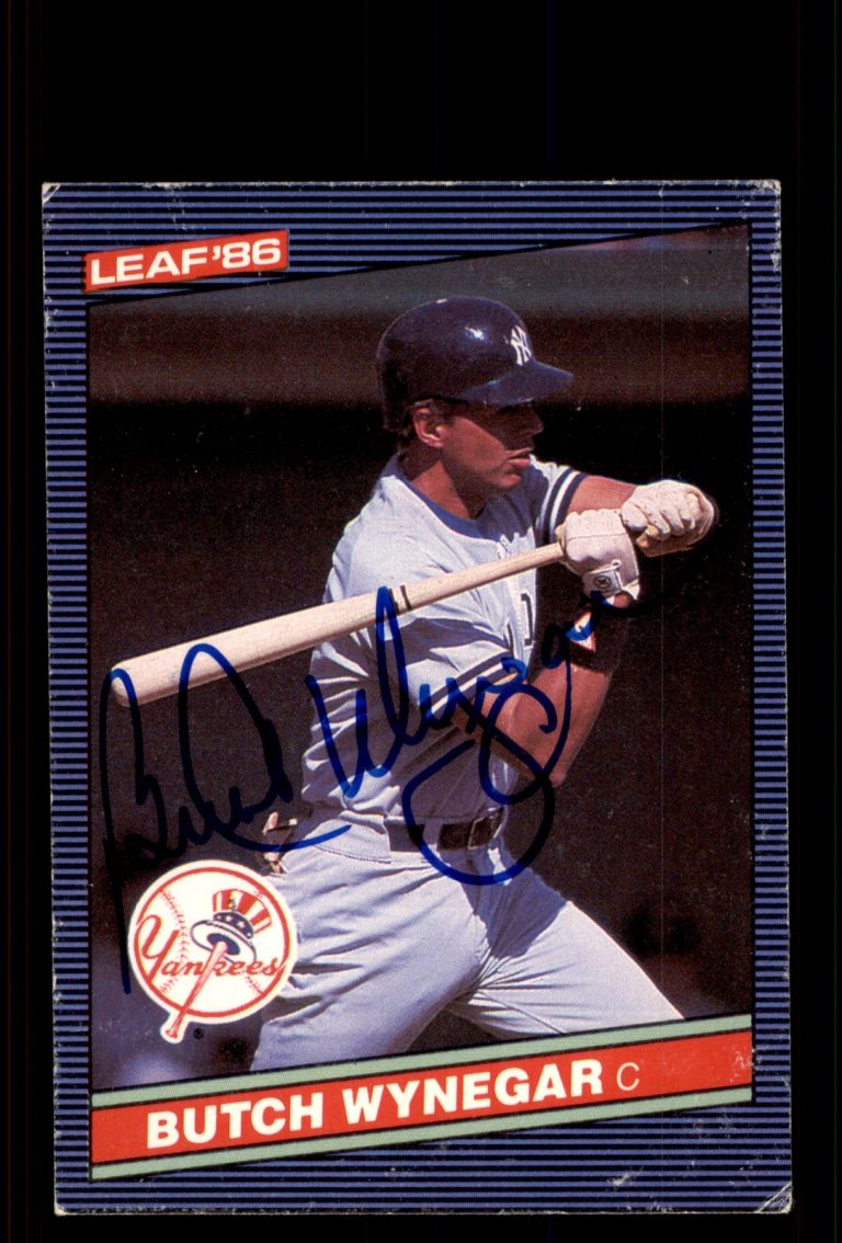 Signed Baseball Card Auto Butch Wynegar 1986 Leaf #147 New York Yankees