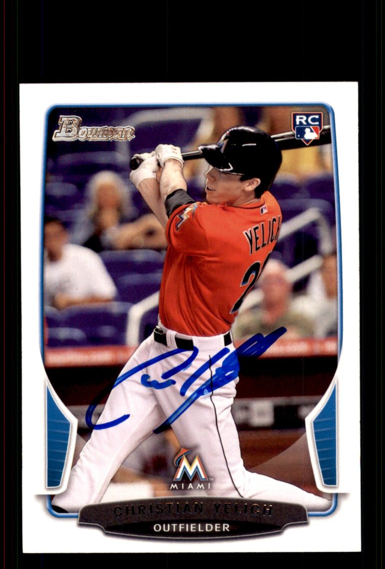 Signed Baseball Card Auto Christian Yelich 2013 Bowman #40 Miami Marlins