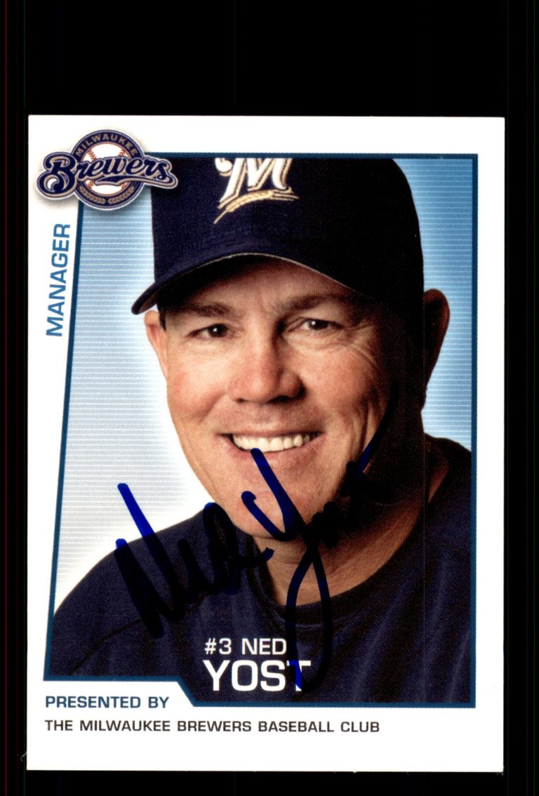 Signed Baseball Card Auto Ned Yost 2004 Milwaukee Brewers Police