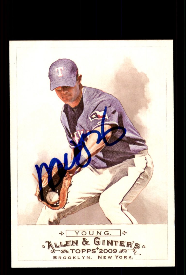 Signed Baseball Card Auto Michael Young 2009 Topps Allen & Ginter #208 Rangers
