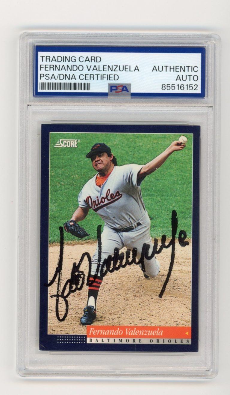 FERNANDO VALENZUELA SIGNED BASEBALL CARD AUTO 1994 SCORE #190 ORIOLES PSA/DNA