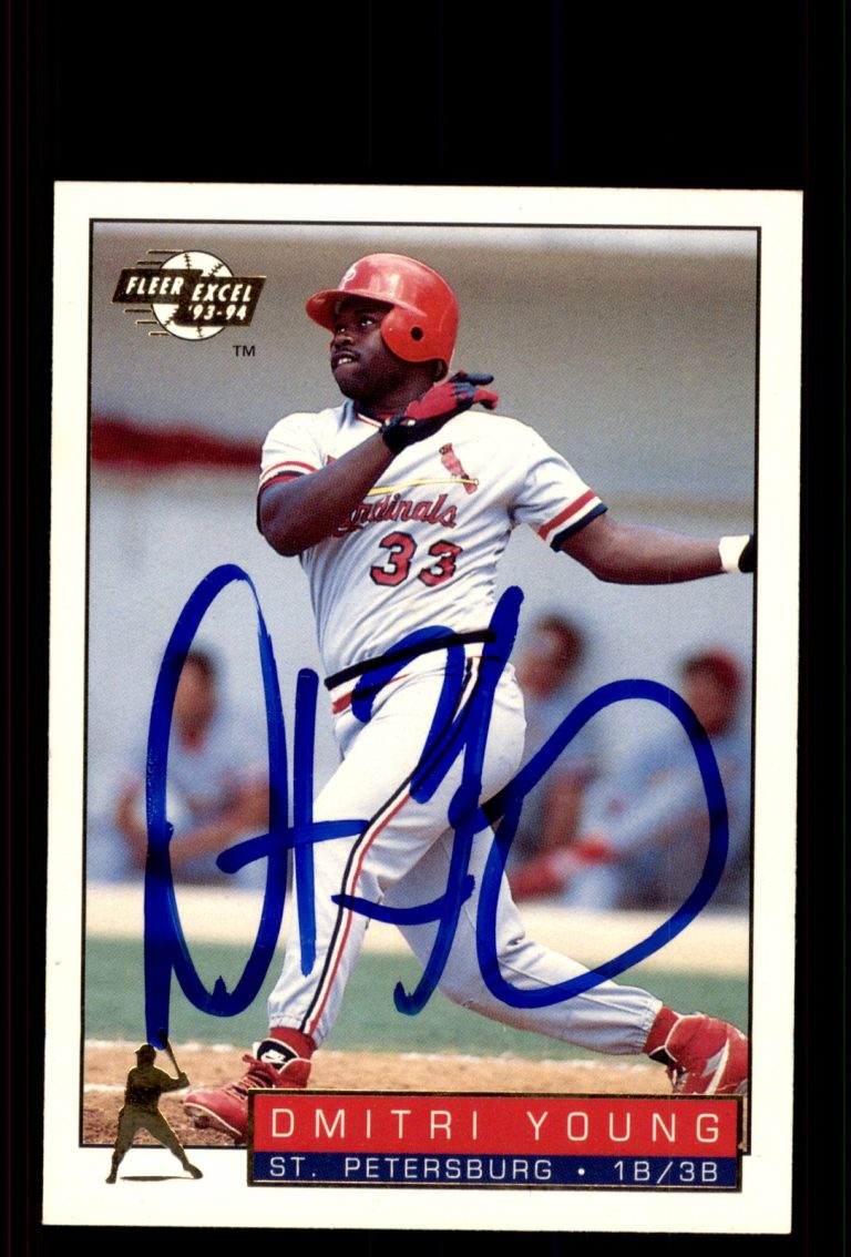Signed Baseball Card Auto Dmitri Young 1993-94 Fleer Excel #276 Cardinals