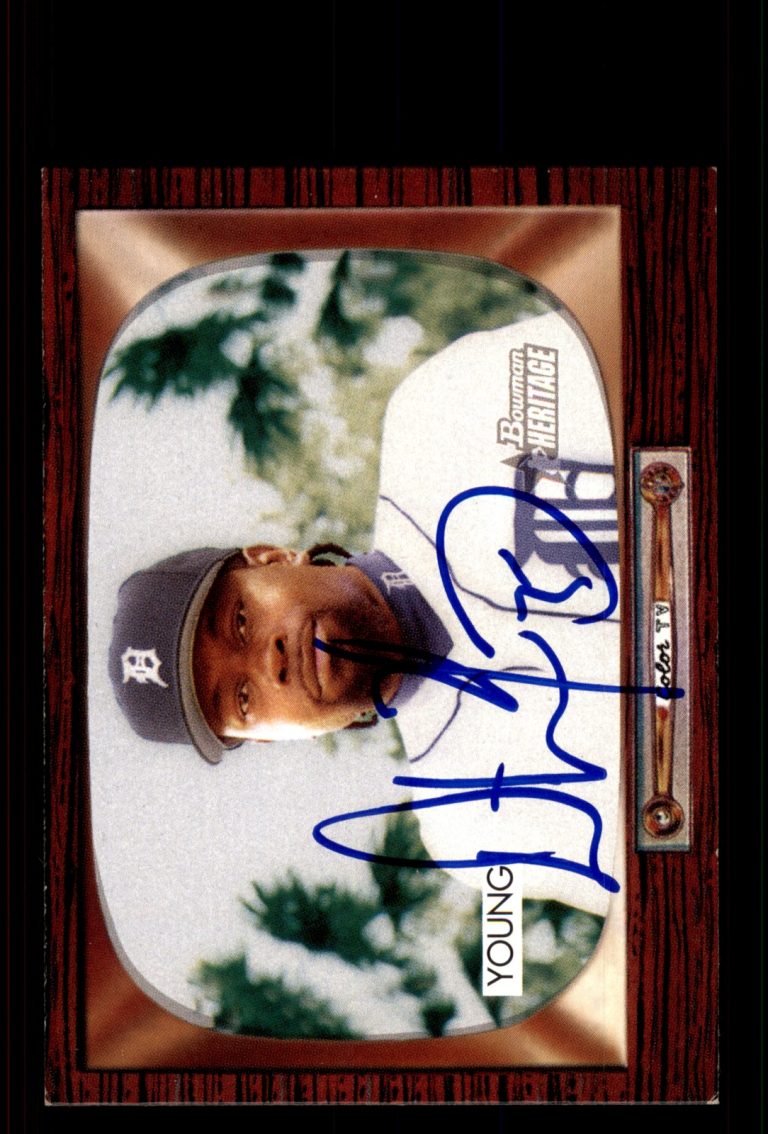 Signed Baseball Card Auto Dmitri Young 2004 Bowman Heritage #160 Detroit Tigers