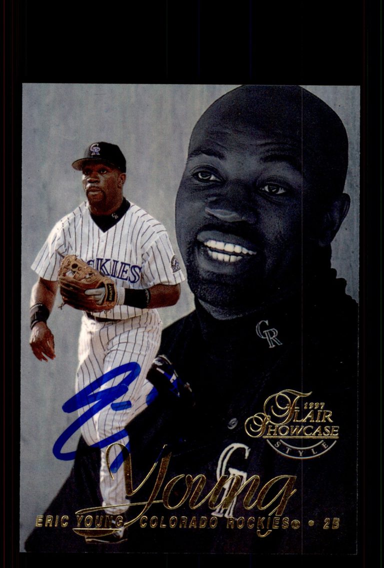 Signed Baseball Card Auto Eric Young 1997 Flair Showcase #105 Colorado Rockies