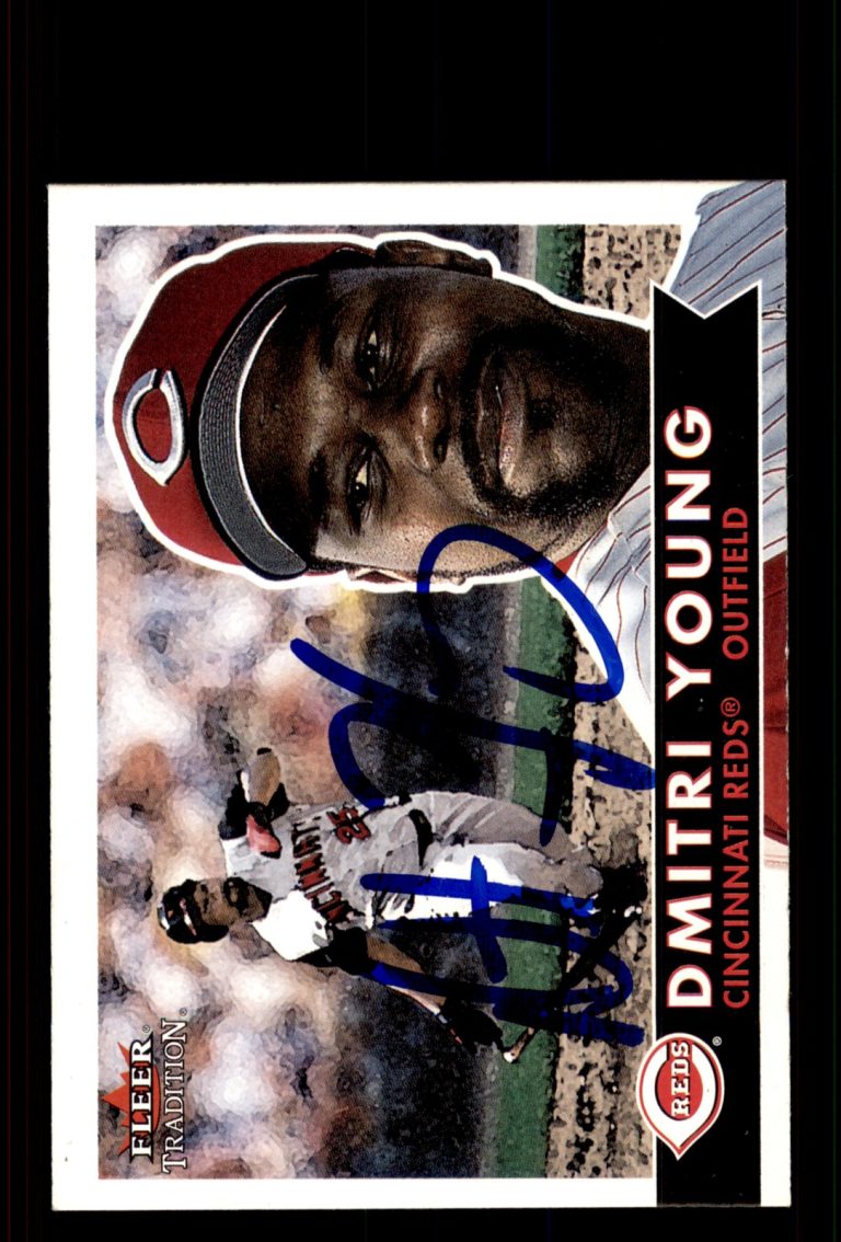 Signed Baseball Card Auto Dmitri Young 2001 Fleer Tradition #116 Cincinnati Reds