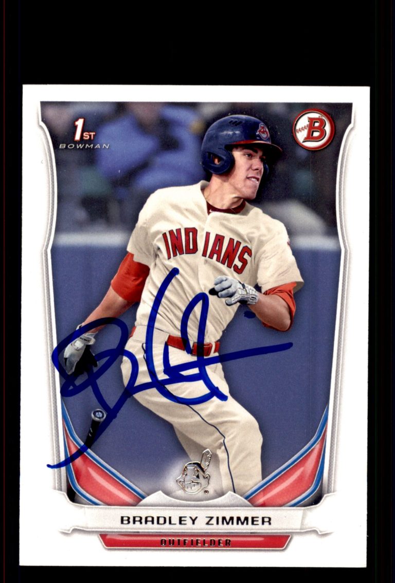 Signed Baseball Card Auto Bradley Zimmer 2014 Bowman #DP17 Cleveland Indians