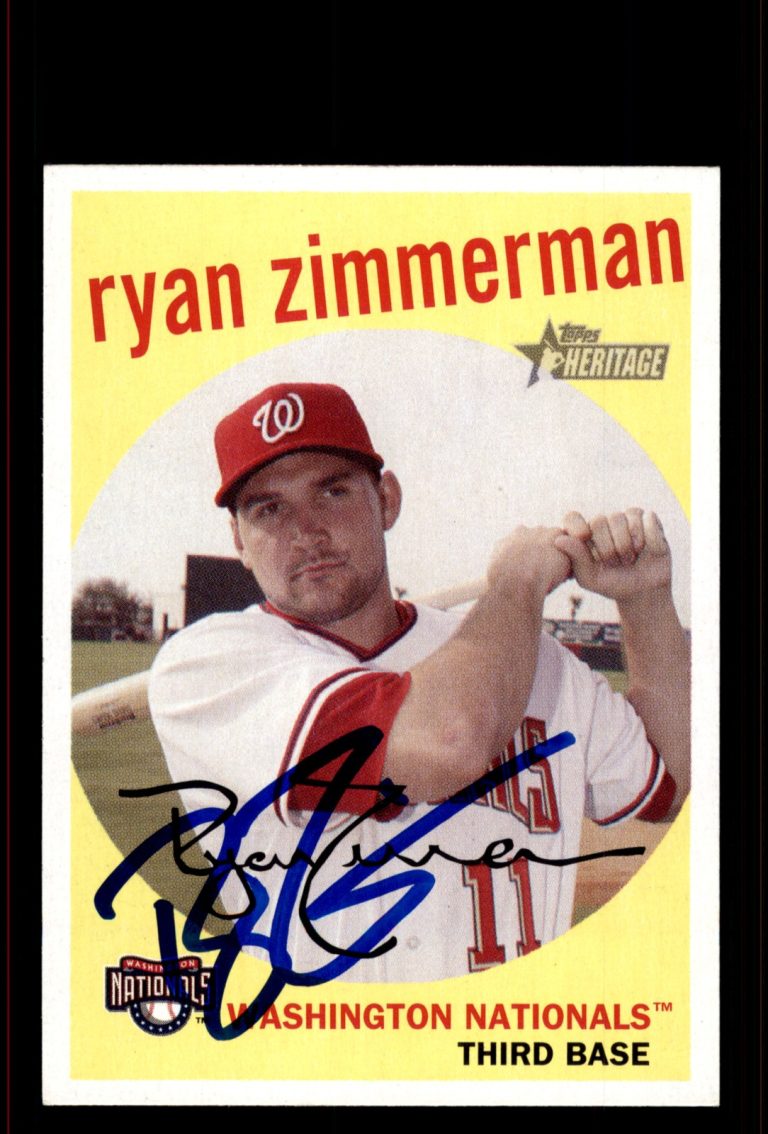 Signed Baseball Card Auto Ryan Zimmerman 2008 Topps Heritage #391 Nationals