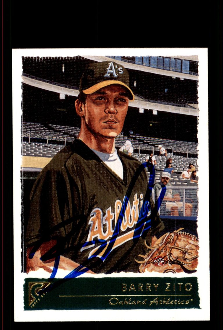 Signed Baseball Card Auto Barry Zito 2001 Topps Gallery #97 Oakland Athletics