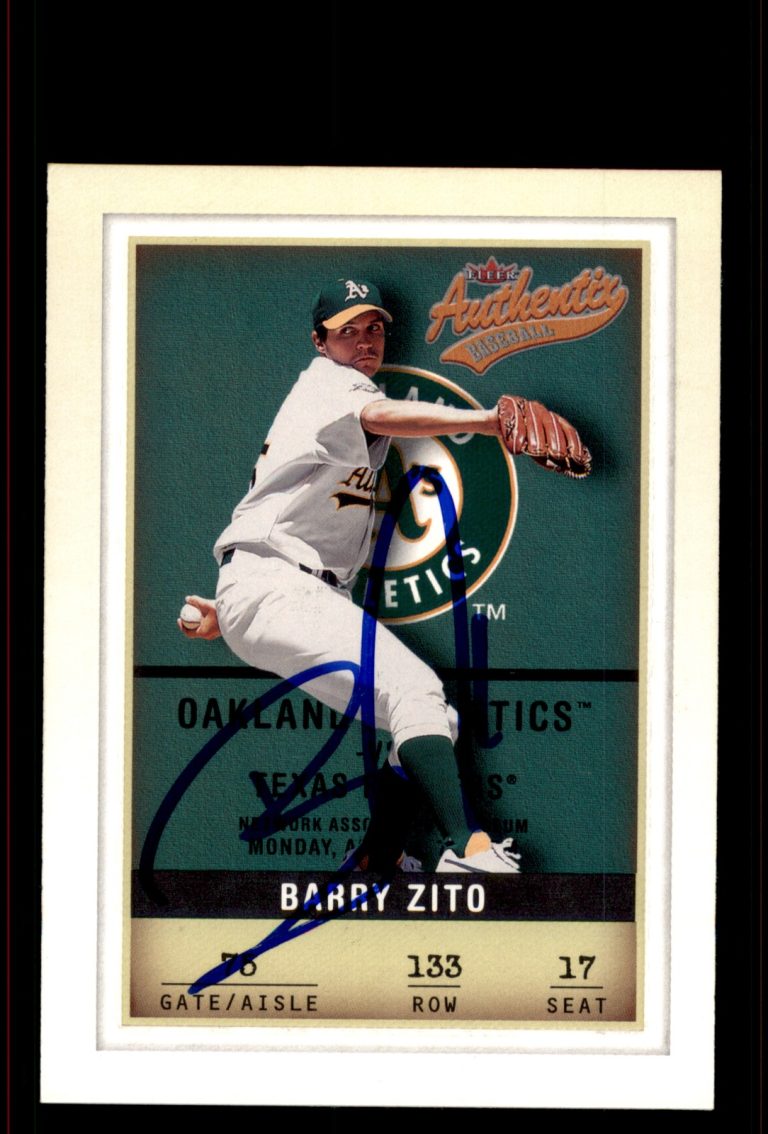 Signed Baseball Card Auto Barry Zito 2002 Fleer Authentix #133 Oakland Athletics