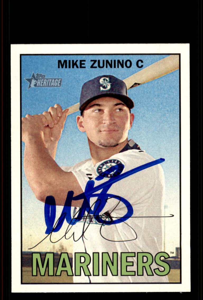 Signed Baseball Card Auto Mike Zunino 2016 Topps Heritage #223 Mariners