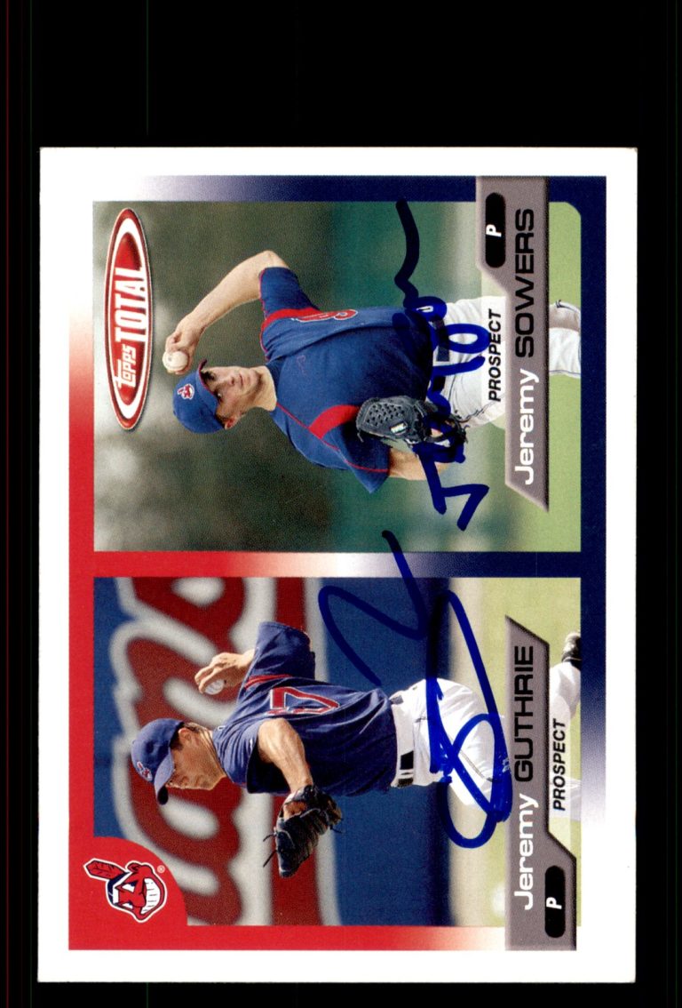 Signed Baseball Card Auto Jeremy Guthrie Jeremy Sowers 2005 Topps Total #709