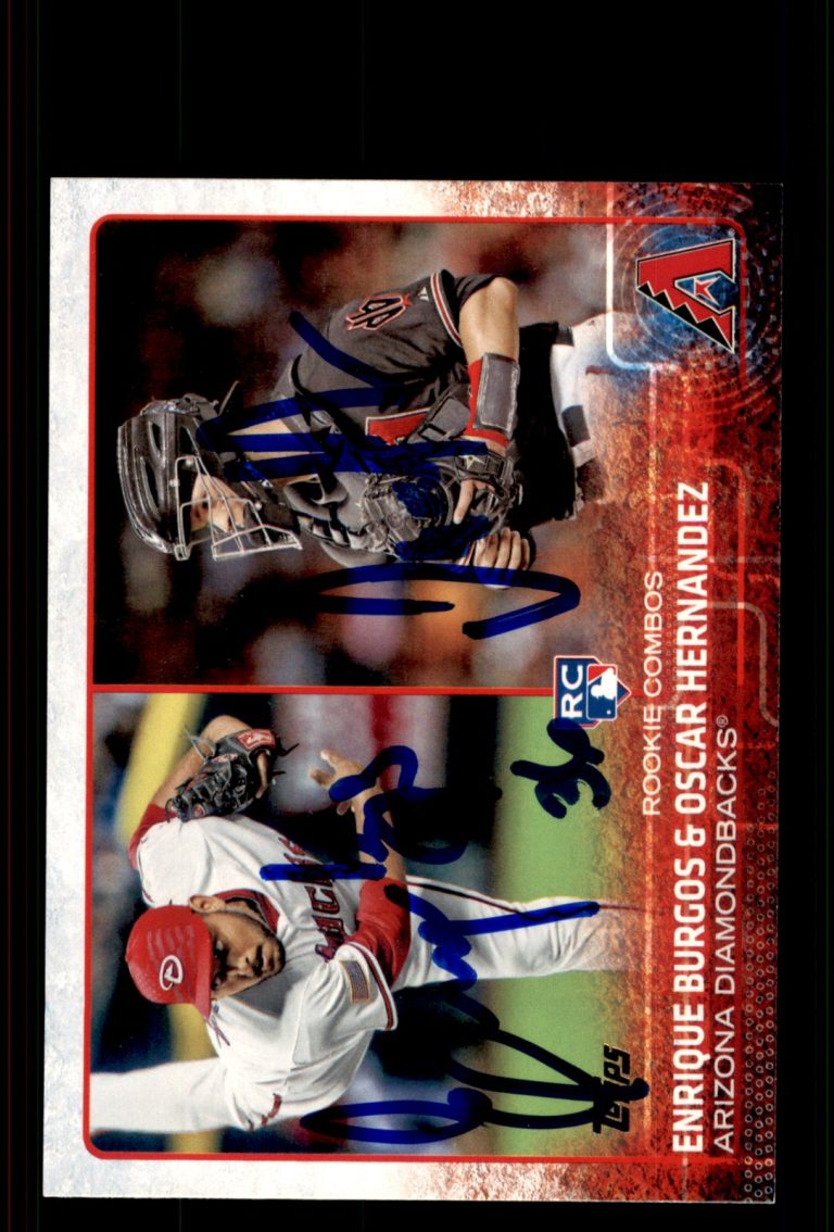 Signed Baseball Card Auto Enrique Burgos Oscar Hernandez 2015 Topps #US359
