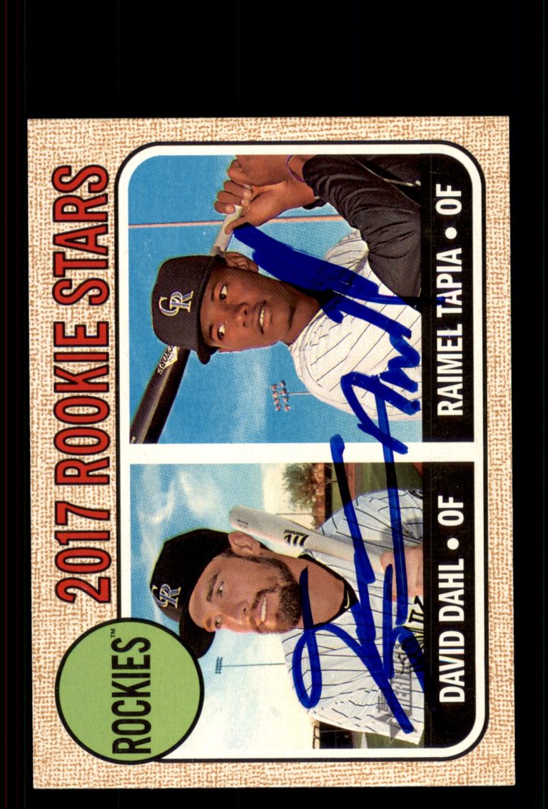 Signed Baseball Card Auto David Dahl Raimel Tapia 2017 Topps Heritage #258