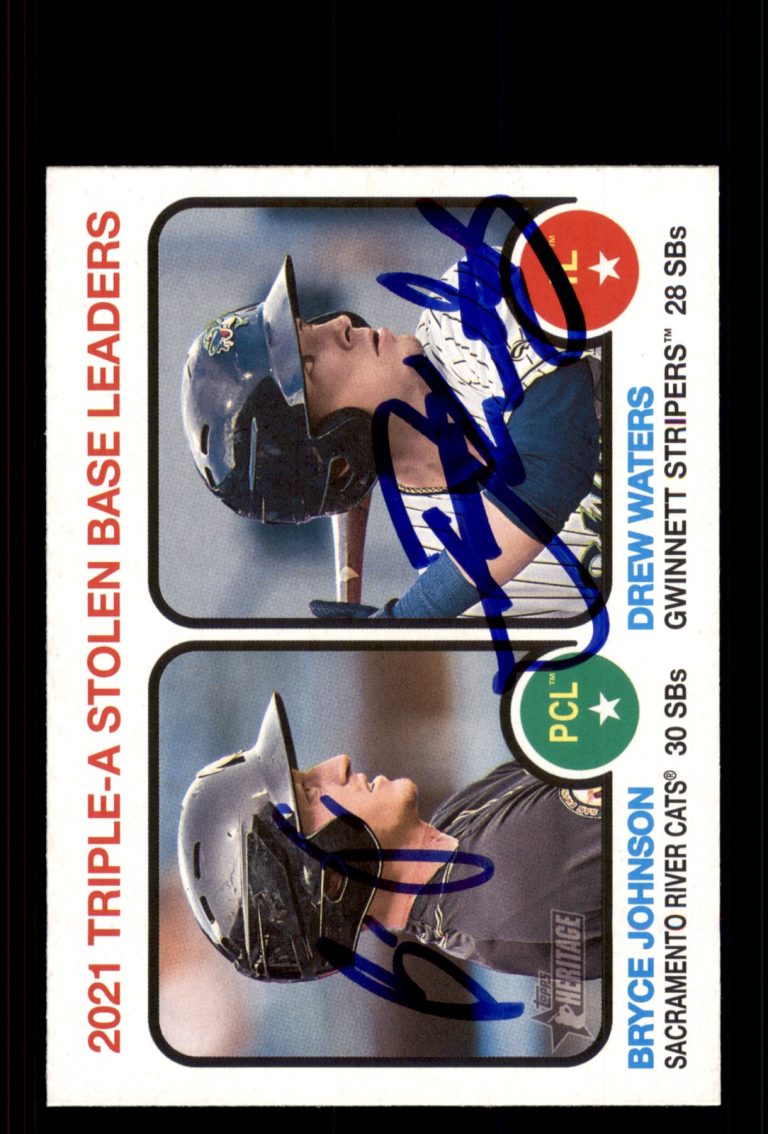 Signed Baseball Card Auto Bryce Johnson Drew Waters 2022 Heritage Minor #64