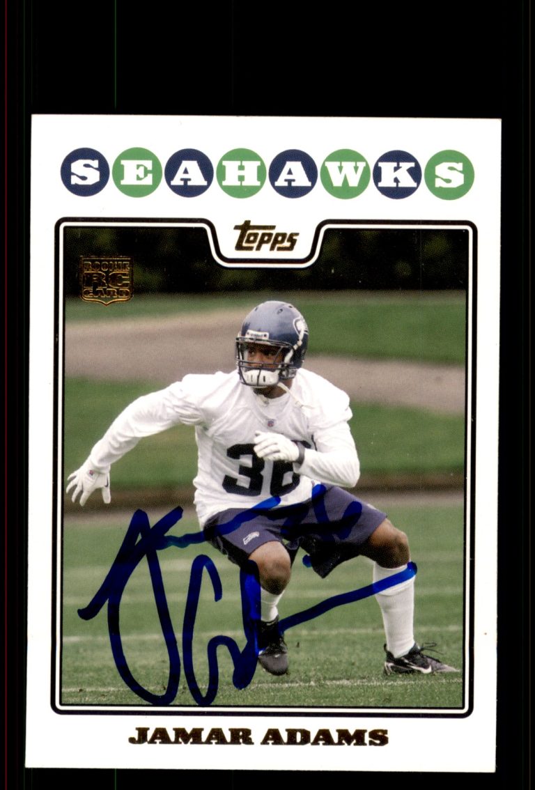 Signed Football Card Auto Jamar Adams 2008 Topps #440 Seattle Seahawks