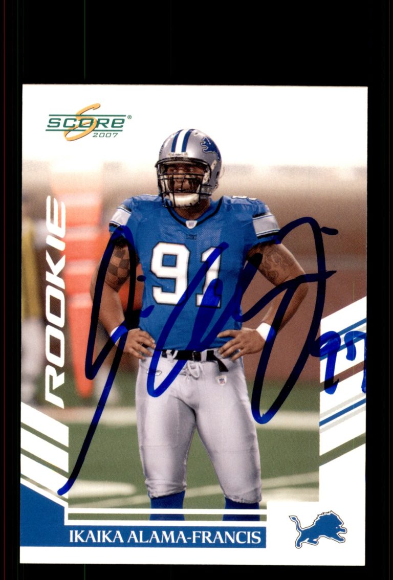 Signed Football Card Auto Ikaika Alama-Francis 2007 Score #305 Detroit Lions