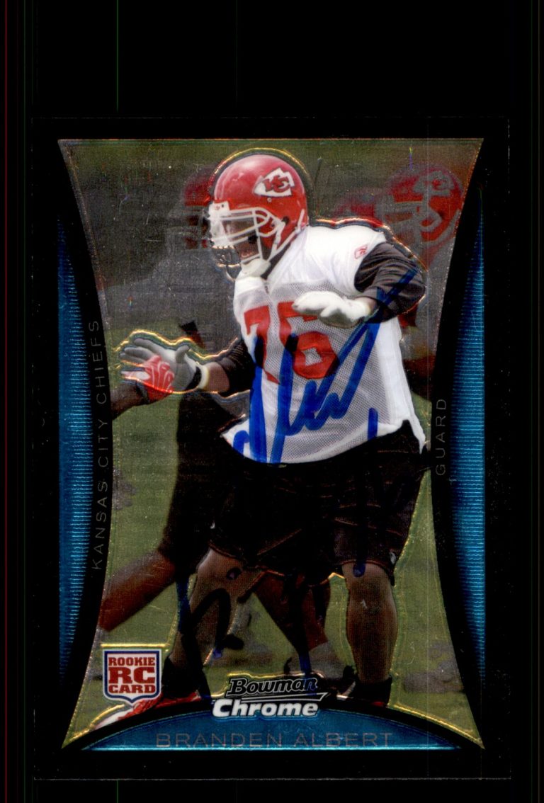 Signed Football Card Auto Branden Albert 2008 Bowman Chrome #BC2 KC Chiefs