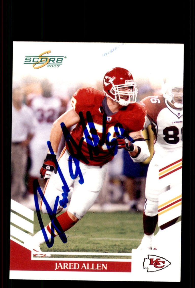 Signed Football Card Auto Jared Allen 2007 Score #263 Kansas City Chiefs