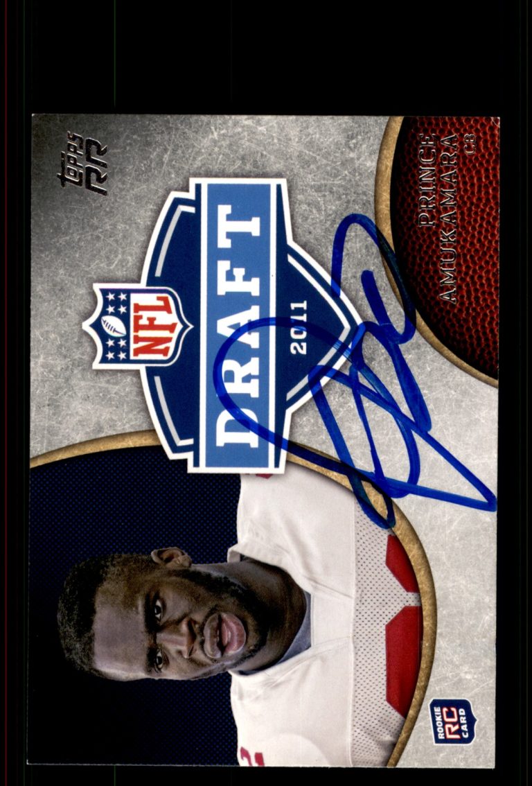 Signed Football Card Auto Prince Amukamara 2011 Topps Rising Rookies #DR-PA