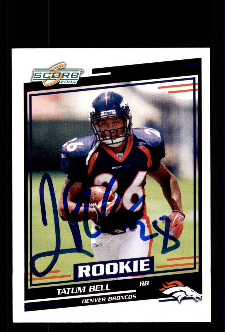 Signed Football Card Auto Tatum Bell 2004 Score #408 Denver Broncos