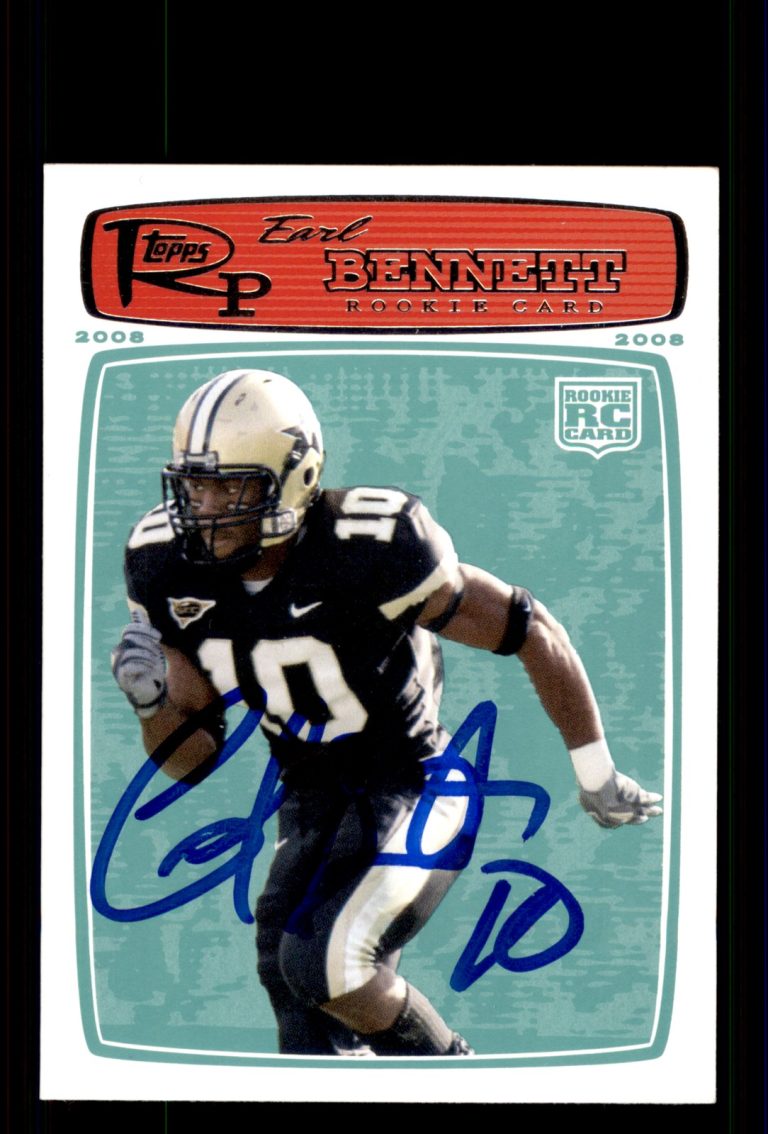 Signed Football Card Auto Earl Bennett 2008 Topps Rookie #183 Vanderbilt