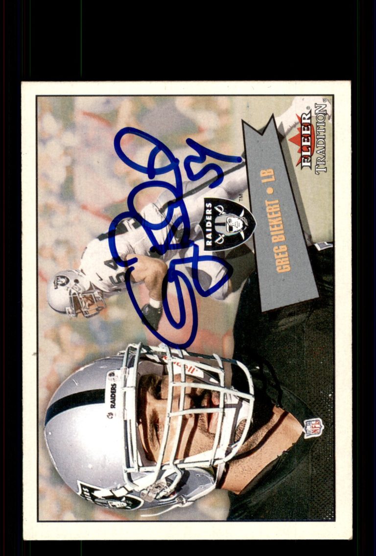 Signed Football Card Auto Greg Biekert 2001 Fleer Tradition #253 Oakland Raiders