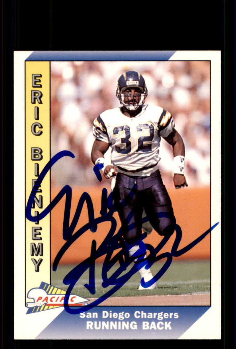 Signed Football Card Auto Eric Bieniemy 1991 Pacific #642 San Diego Chargers