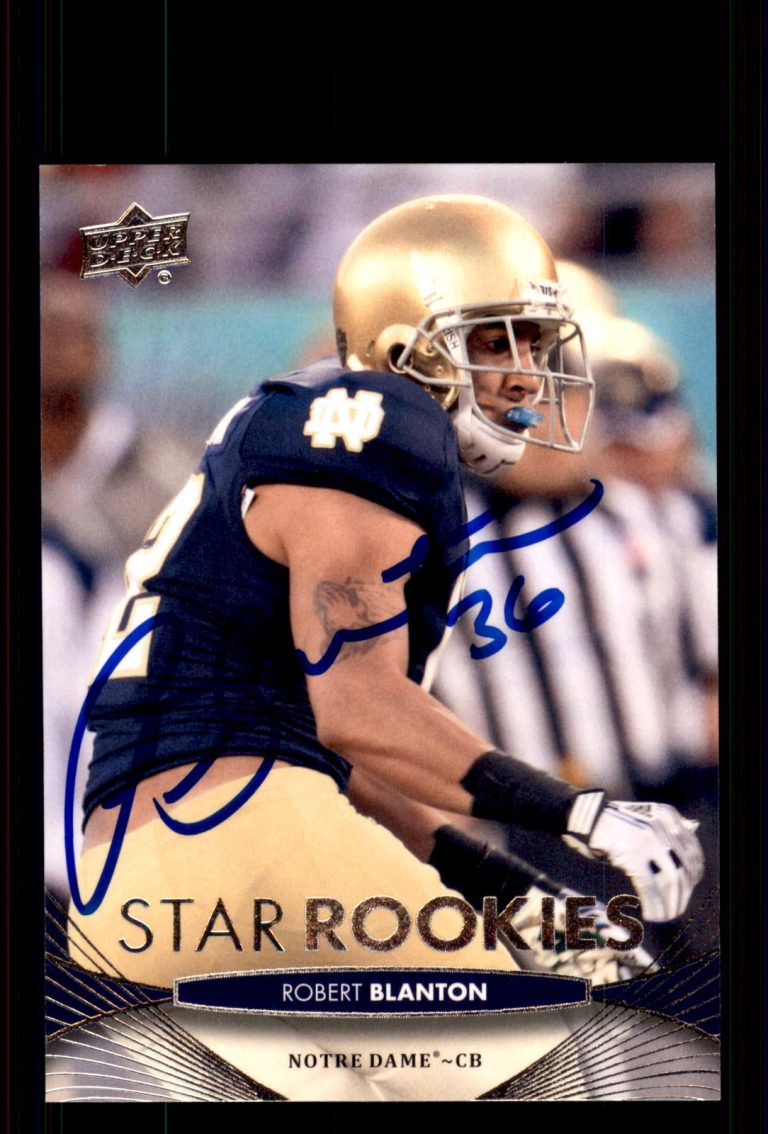 Signed Football Card Auto Robert Blanton 2012 Upper Deck #124 Notre Dame