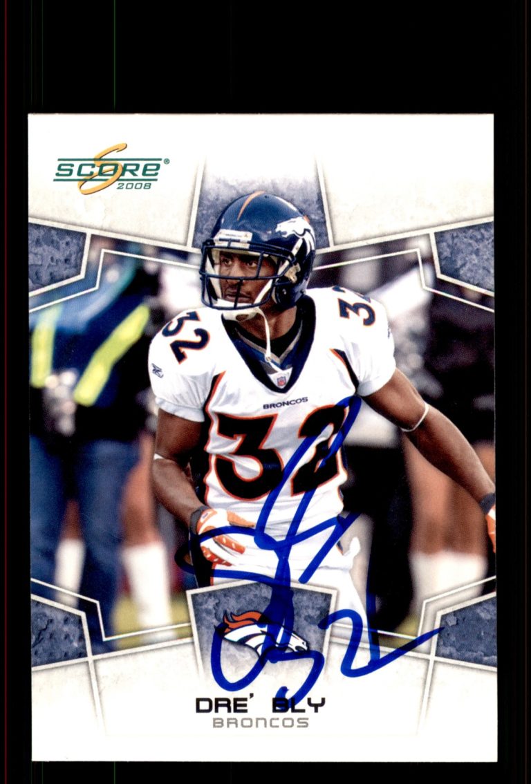 Signed Football Card Auto Dre' Bly 2008 Score #95 Denver Broncos