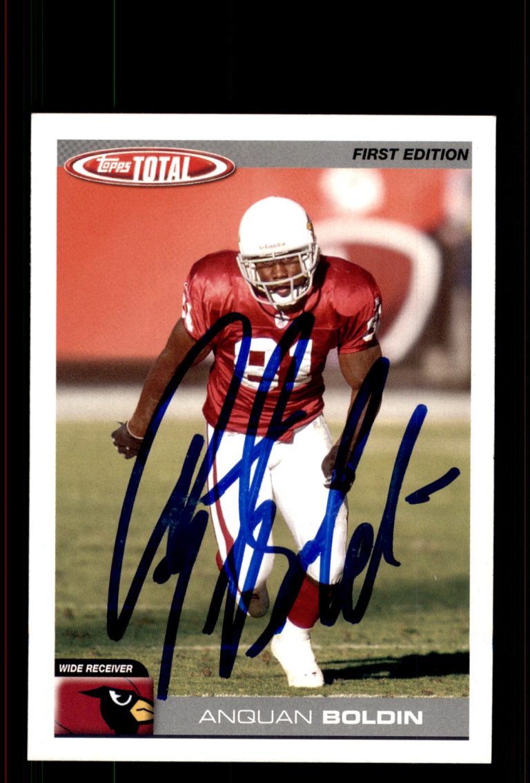 Signed Football Card Auto Anquan Boldin 2004 Topps Total #180 Arizona Cardinals
