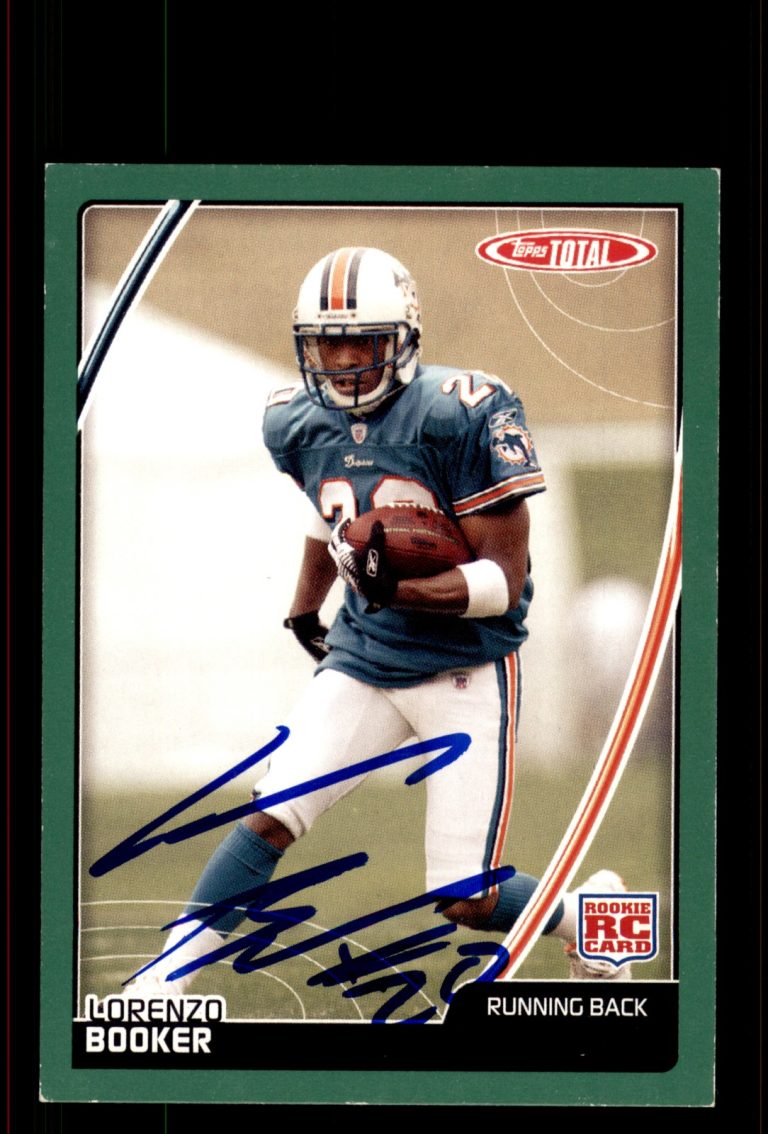 Signed Football Card Auto Lorenzo Booker 2007 Topps Total #465 Miami Dolphins