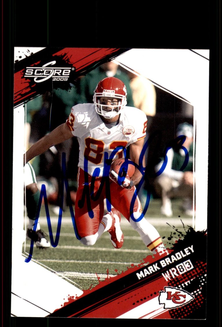 Signed Football Card Auto Mark Bradley 2009 Score #148 Kansas City Chiefs