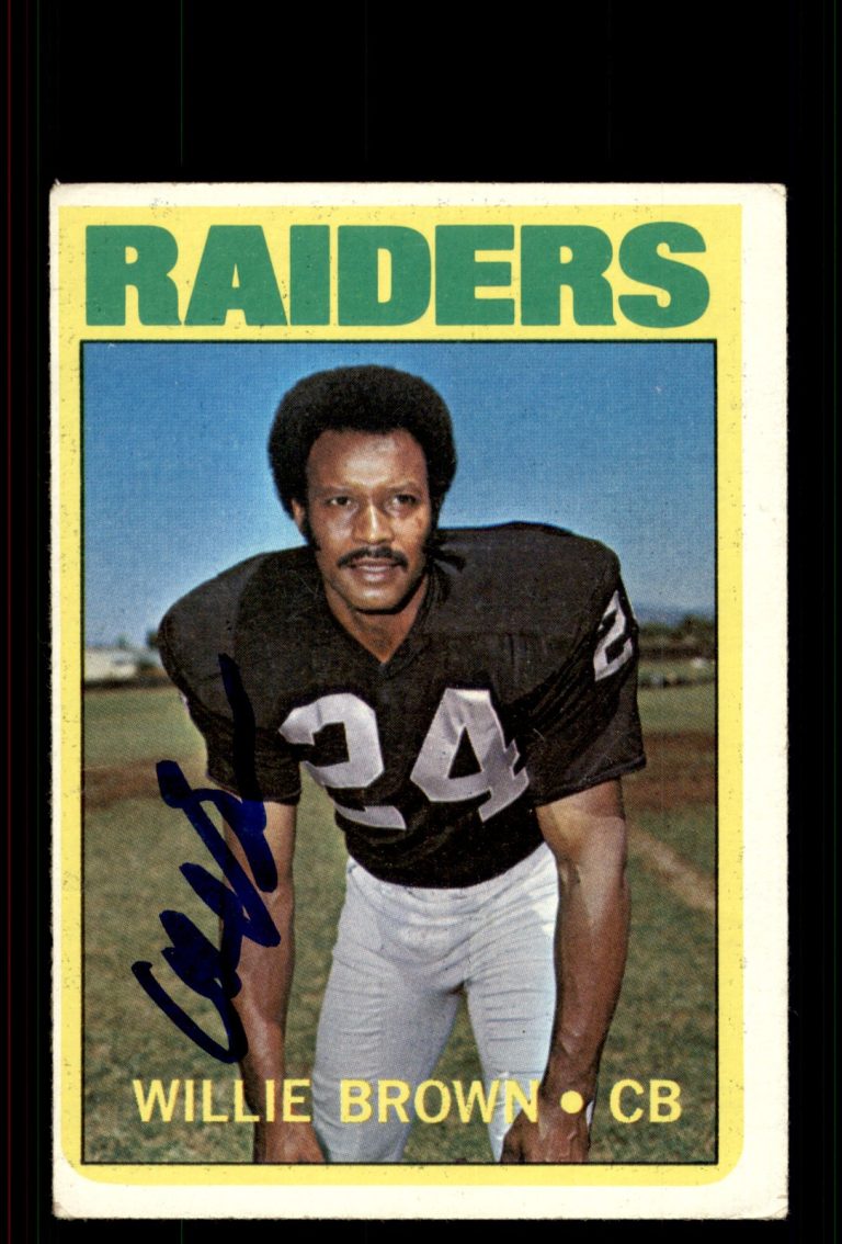 Signed Football Card Auto Willie Brown 1972 Topps #28 Oakland Raiders
