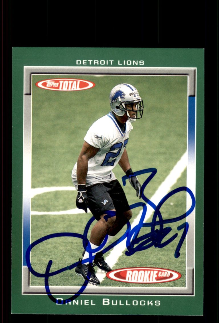 Signed Football Card Auto Daniel Bullocks 2006 Topps Total #507 Detroit Lions