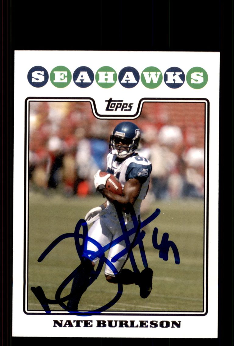 Signed Football Card Auto Nate Burleson 2008 Topps #161 Seattle Seahawks