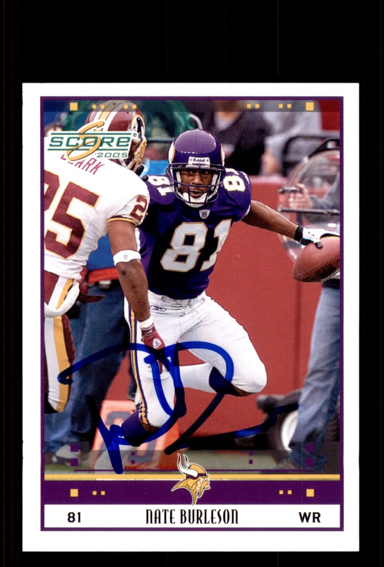 Signed Football Card Auto Nate Burleson 2005 Score #161 Minnesota Vikings