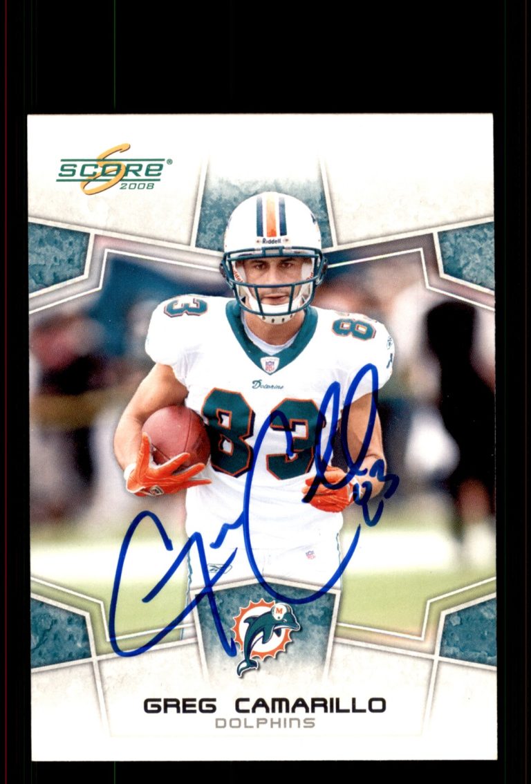 Signed Football Card Auto Greg Camarillo 2008 Score #162 Miami Dolphins