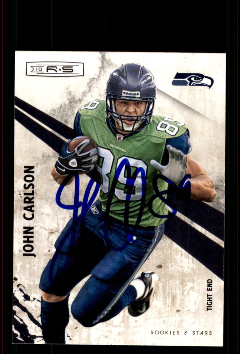 Signed Football Card Auto John Carlson 2010 Panini Rookies & Stars #130