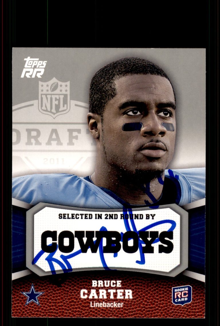 Signed Football Card Auto Bruce Carter 2011 Topps Rising Rookies #163 Cowboys