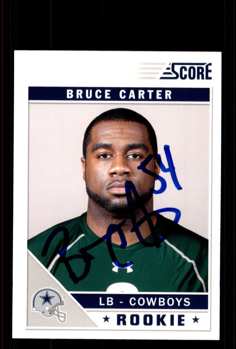 Signed Football Card Auto Bruce Carter 2011 Score #314 Dallas Cowboys