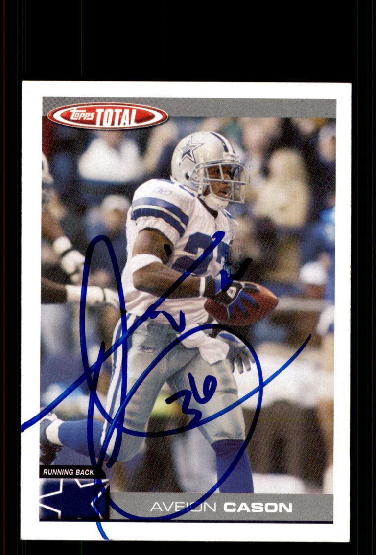 Signed Football Card Auto Aveion Cason 2004 Topps Total #9 Dallas Cowboys