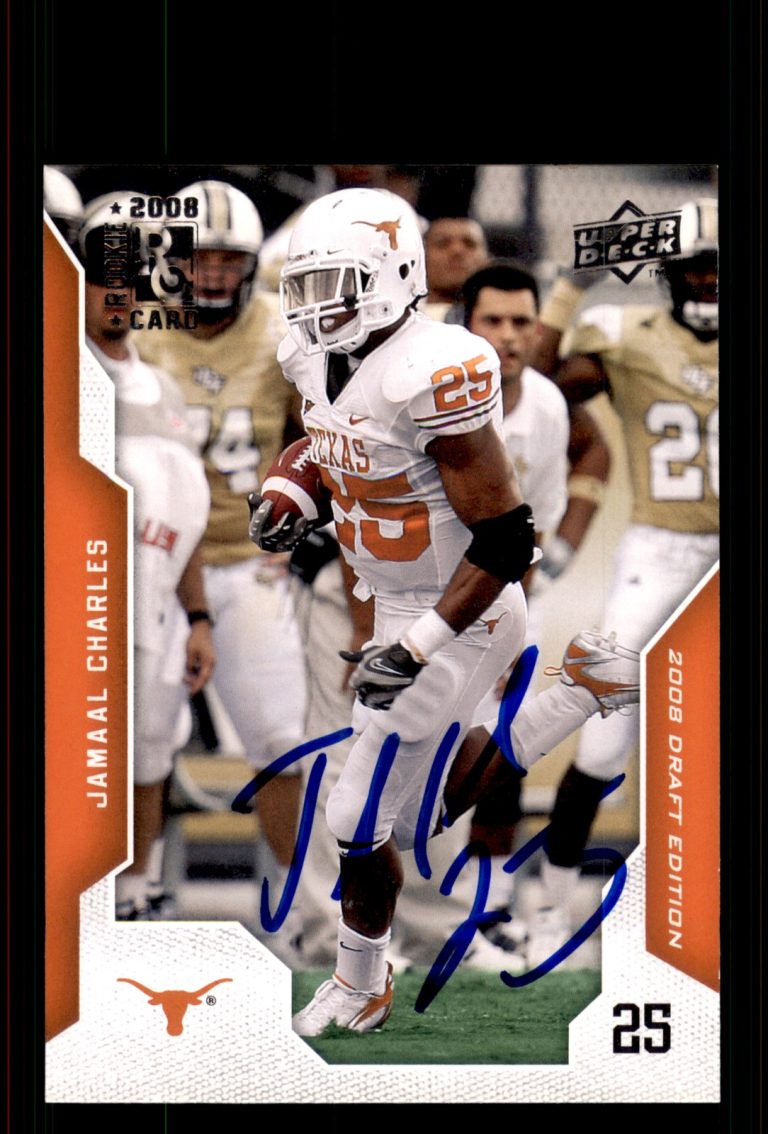 Signed Football Card Auto Jamaal Charles 2008 Upper Deck Draft Edition #46