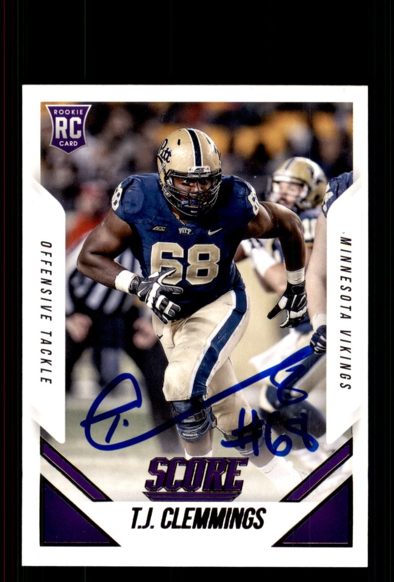 Signed Football Card Auto T.J. Clemmings 2015 Score #363 Minnesota Vikings