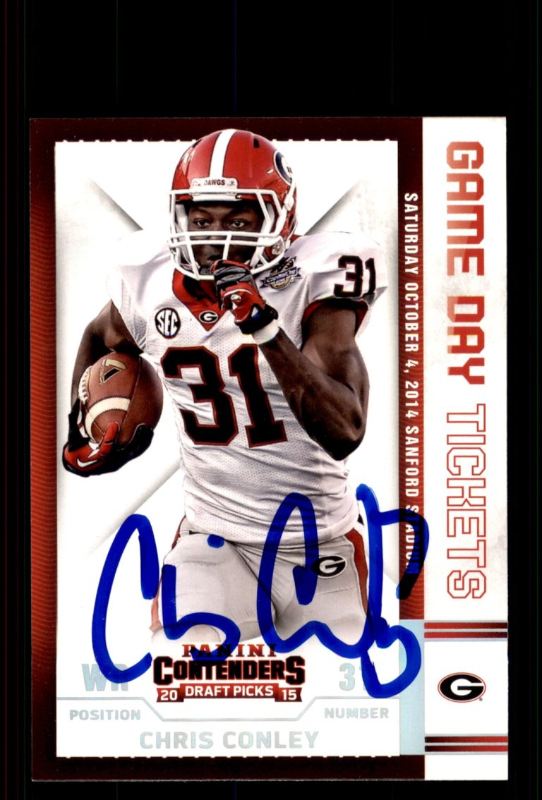 Signed Football Card Auto Chris Conley 2015 Panini Contenders Draft Picks #16