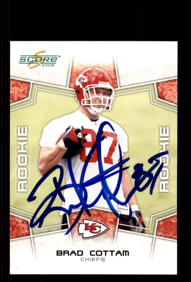 Signed Football Card Auto Brad Cottam 2008 Score #387 Kansas City Chiefs